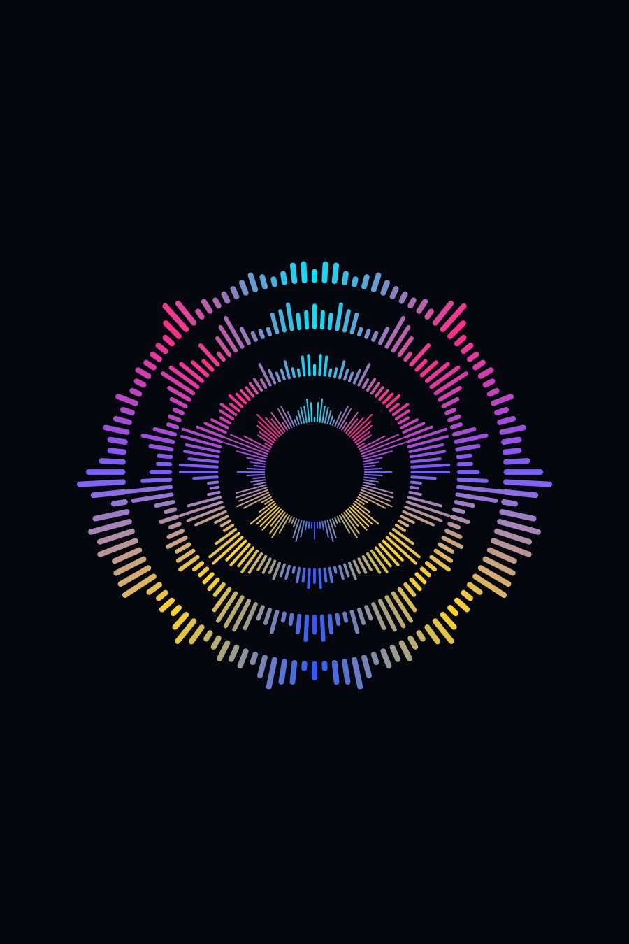 Ring-shaped sound wave poster in neon colours