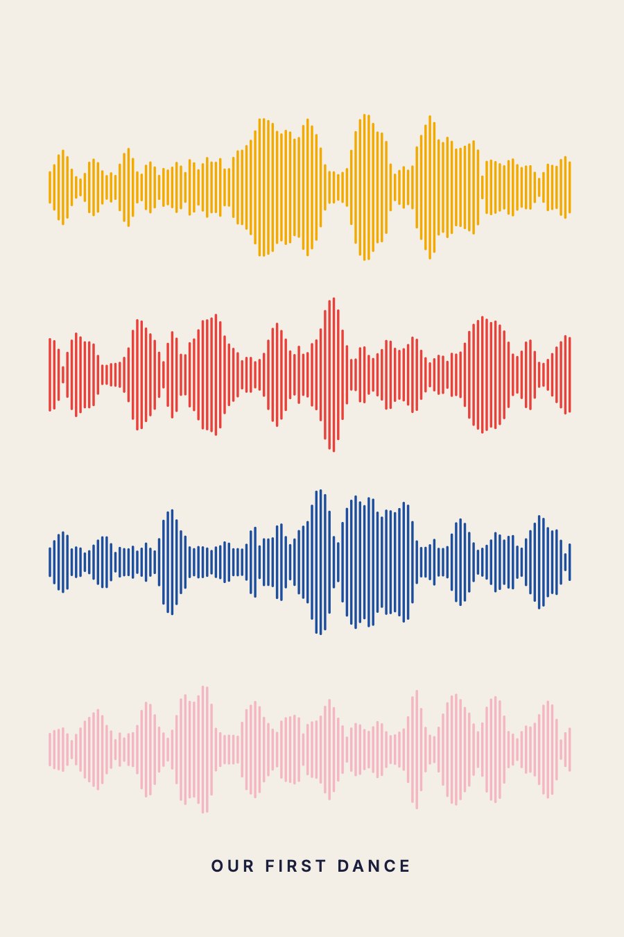 Stacked sound wave poster with a small caption
